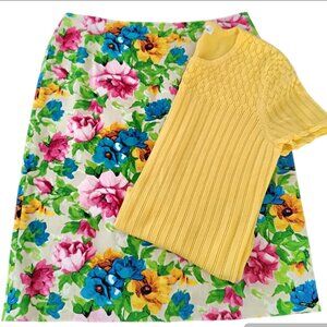 🤑$5 SALE🤑9M🌴2 items Summer Capsule Outfit  Vtg. Top&Handcrafted floral skirt